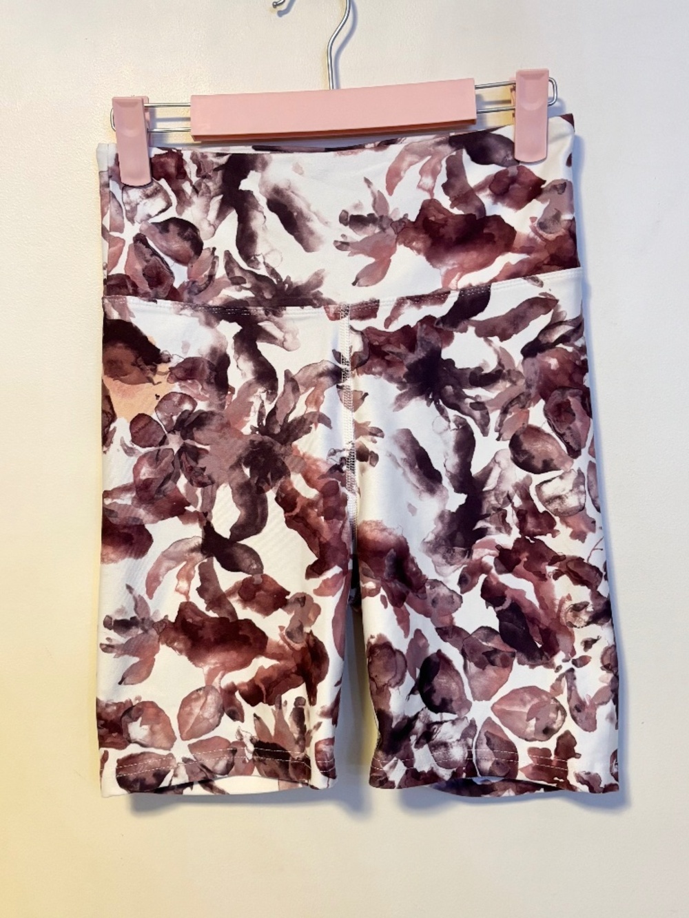 Balance Collection High Rise Active Biker Shorts Plum Purple Watercolor Floral M
